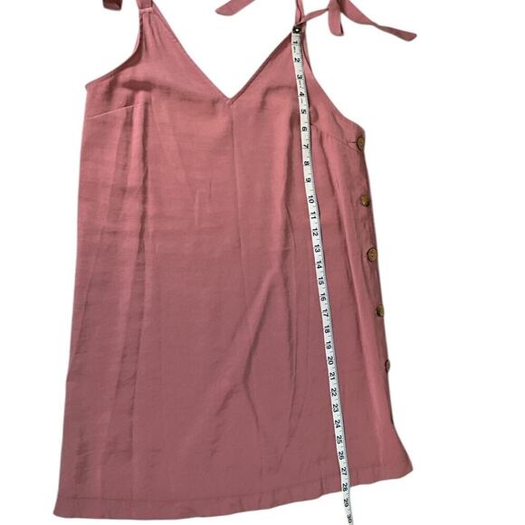 Topshop Tilda Side Button Mini Dress Mauve Pink Bow Tie Straps Short Size 6 Fun - Picture 10 of 13